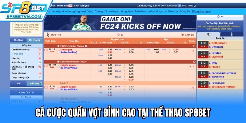 Cá cược quần vợt đỉnh cao tại thể thao SP8BET